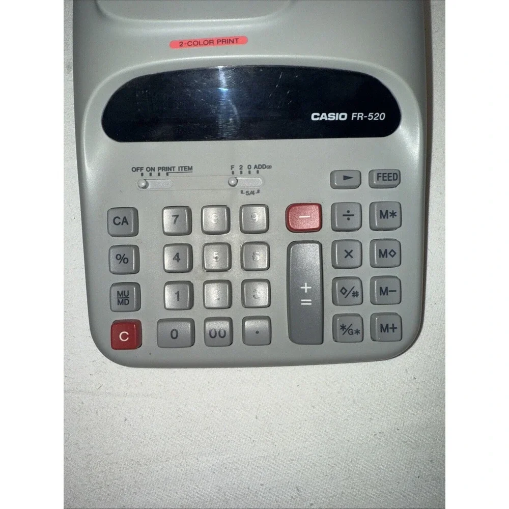 Casio FR-520 Printing Calculator Desktop 12‎ Digit Large Display Tested Works
